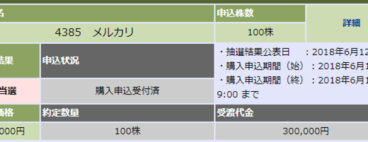 メルカリのIPO当選しました！