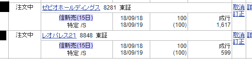 【つなぎ売り】2018年9月一般信用の売り在庫状況　SBI証券11日目（クロス取引）