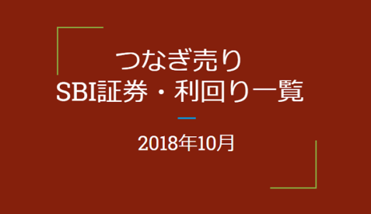 【つなぎ売り】2018年10月銘柄　SBI証券　優待利回り一覧（一般信用の売り）