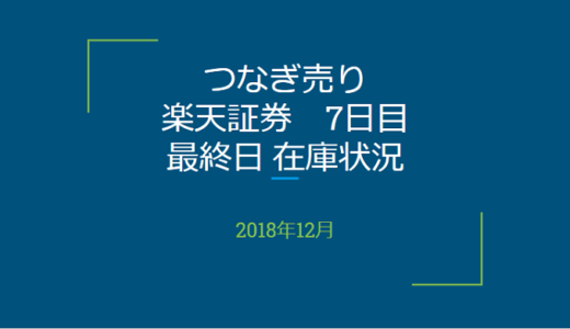 2018年12月一般信用の売り在庫状況　楽天証券7日目最終日（優待クロス取引）