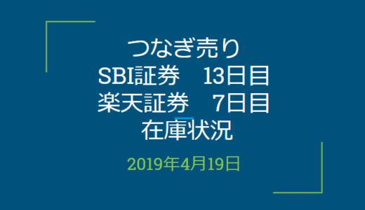 2019年4月つなぎ売り、SBI証券13日目、楽天証券7日目の在庫状況（優待クロス取引）