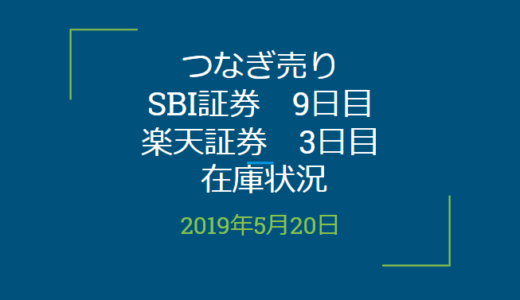 2019年5月つなぎ売り、SBI証券9日目、楽天証券3日目在庫状況（優待クロス取引）