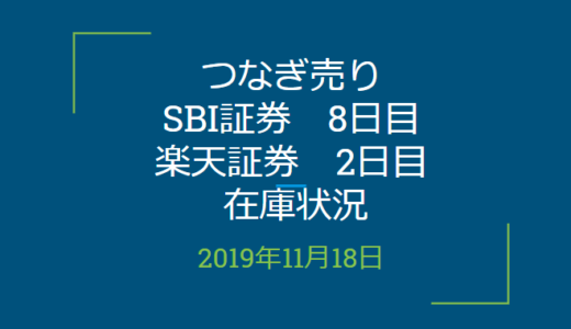 2019年11月つなぎ売り、SBI証券8日目、楽天証券2日目在庫状況＆クロス状況（優待クロス）