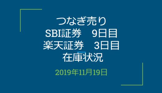 2019年11月つなぎ売り、SBI証券9日目、楽天証券3日目在庫状況＆クロス状況（優待クロス）