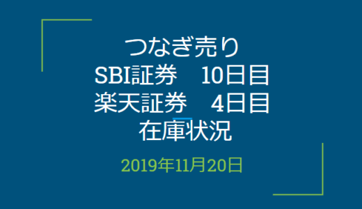 2019年11月つなぎ売り、SBI証券10日目、楽天証券4日目在庫状況＆クロス状況（優待クロス）