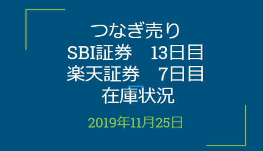 2019年11月つなぎ売り、SBI証券13日目、楽天証券7日目在庫状況＆クロス状況（優待クロス）