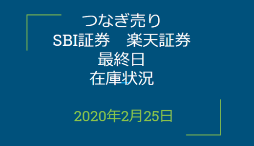 2020年2月つなぎ売り、SBI証券、楽天証券最終日在庫状況＆クロス状況（優待クロス）