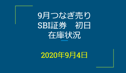 2020年9月一般信用の売り在庫状況　SBI証券初日（優待クロス取引）