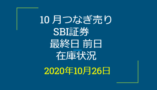2020年10月つなぎ売り、一般信用の売り在庫状況　SBI証券最終日前日（優待クロス取引）