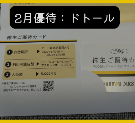 15000円 ドトール 株主ご優待カード | bestoninternet.com