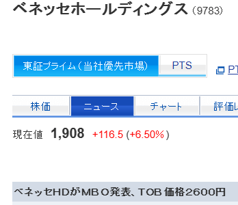 【悲報】ベネッセの株主優待が廃止