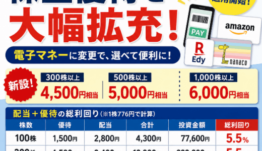 明光ネットワークジャパン（4668）が株主優待を大幅拡充！300株保有で優待4,500円、総利回りは5.5％に
