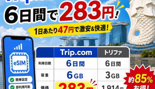 【海外旅行】Trip.comのeSIMが激安！6日間で283円